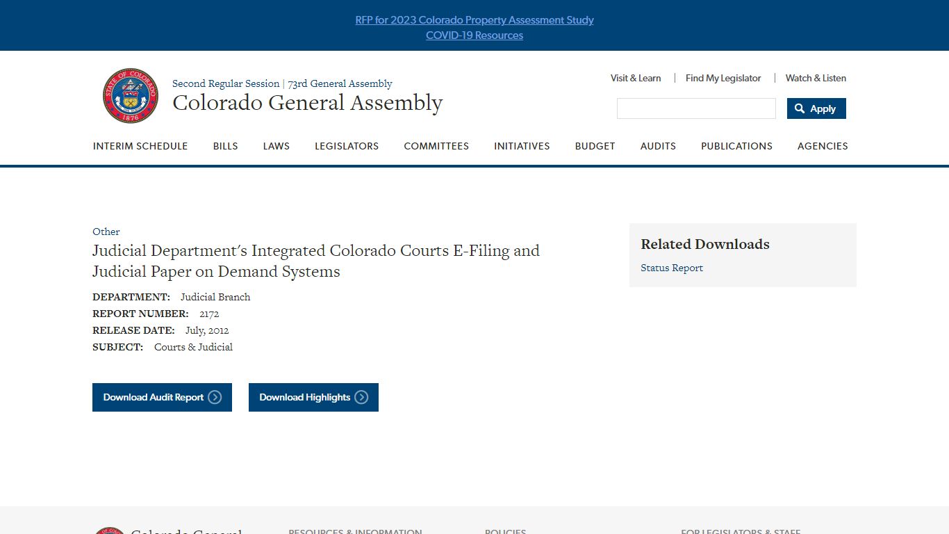 Judicial Department's Integrated Colorado Courts E-Filing and Judicial ...